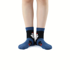 4 Pairs Cartoon Christmas Print Comfy Crew Socks Women's Stockings