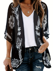  Boho Cover Up Paisley Print Cardigan