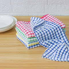 24pcs Waffle Square Dish Cloths Plaid Cleaning Rags Face Towels Kitchen Supplies