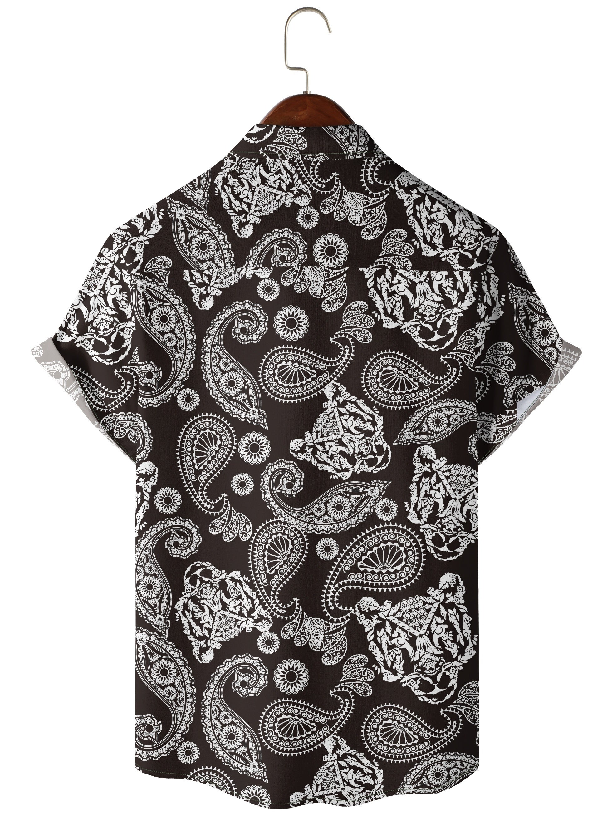 Men's Paisley Print Bowling Shirt Camp Collar Short Sleeves Hawaiian Shirt