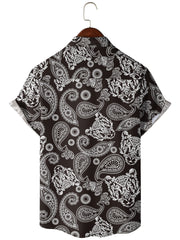 Men's Paisley Print Bowling Shirt Camp Collar Short Sleeves Hawaiian Shirt