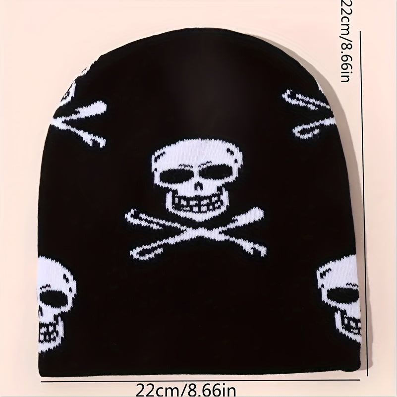 Hip Hop Jacquard Beanie Hat Casual Knitted Womens Warm Skull Cap