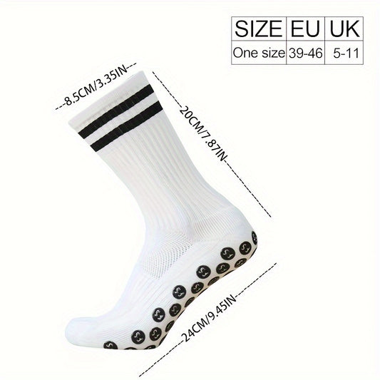 1pair Striped Football Socks Non-slip Soccer Socks Grip Socks