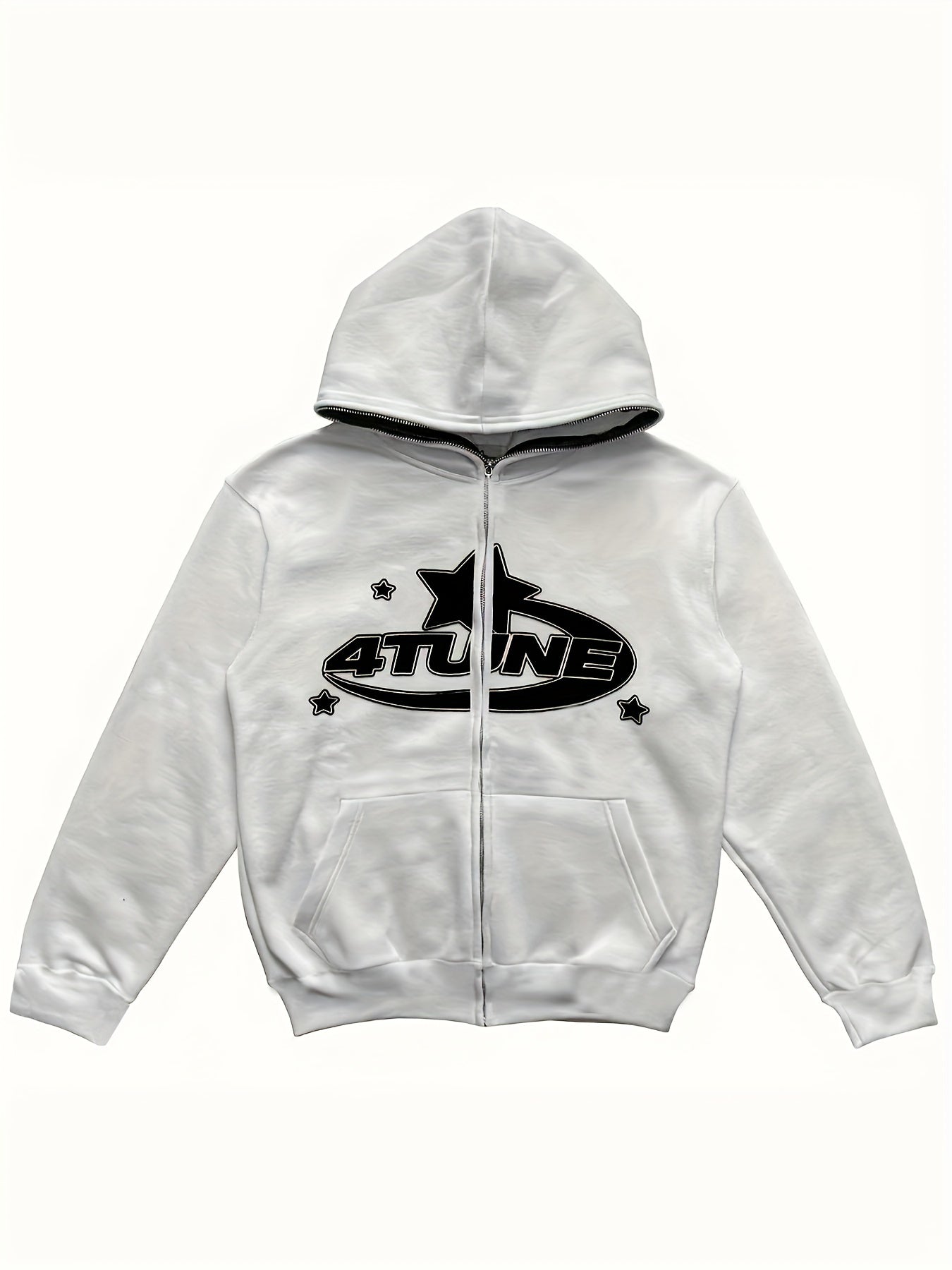 Y2K Letter & Star Print Sweatshirt Zip Up Hoodie