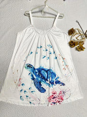 Plus Size Casual Summer Dress Women's Plus Turtle Print Backless