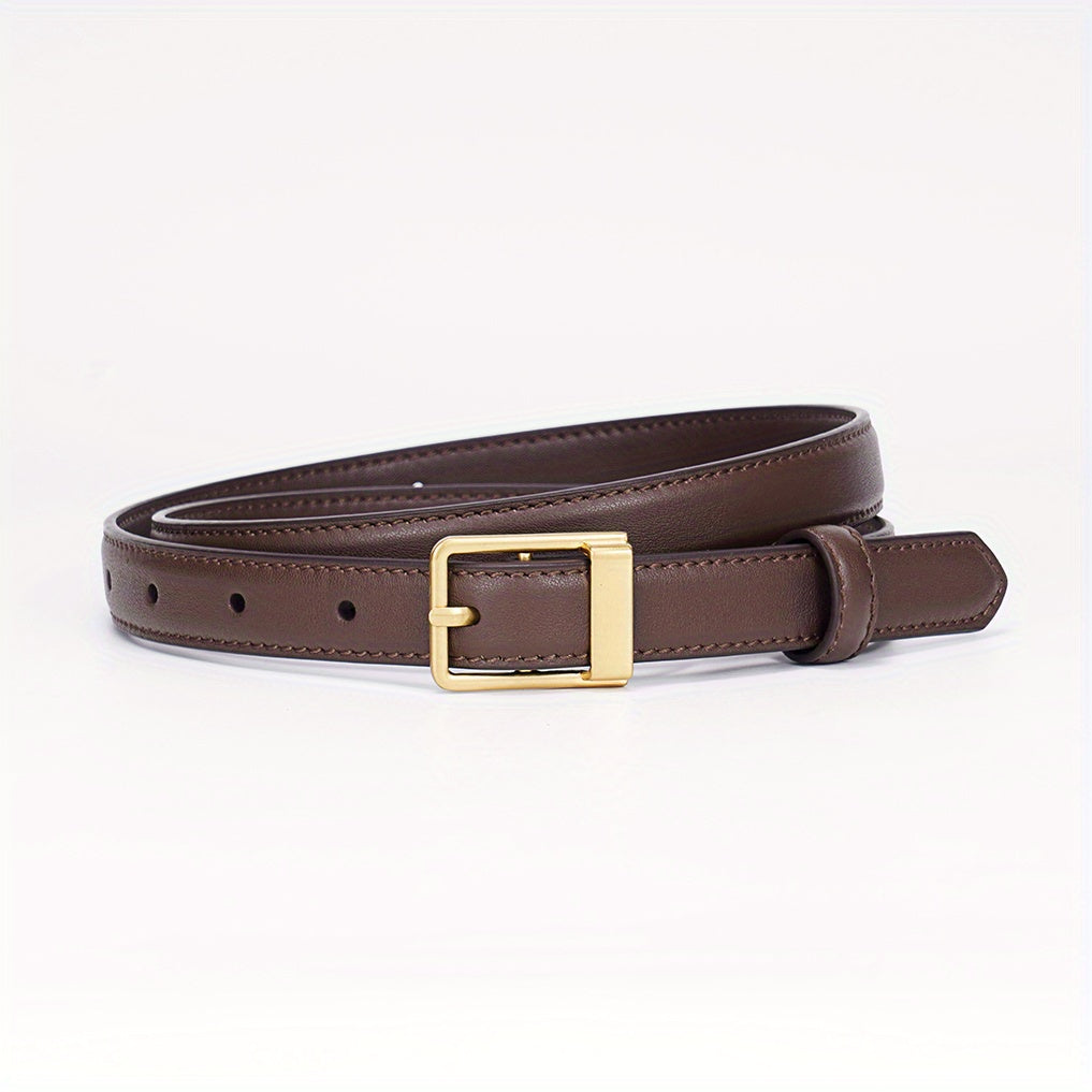 Vintage Leather Belt Rectangle Buckle Women Pants Jeans Belts