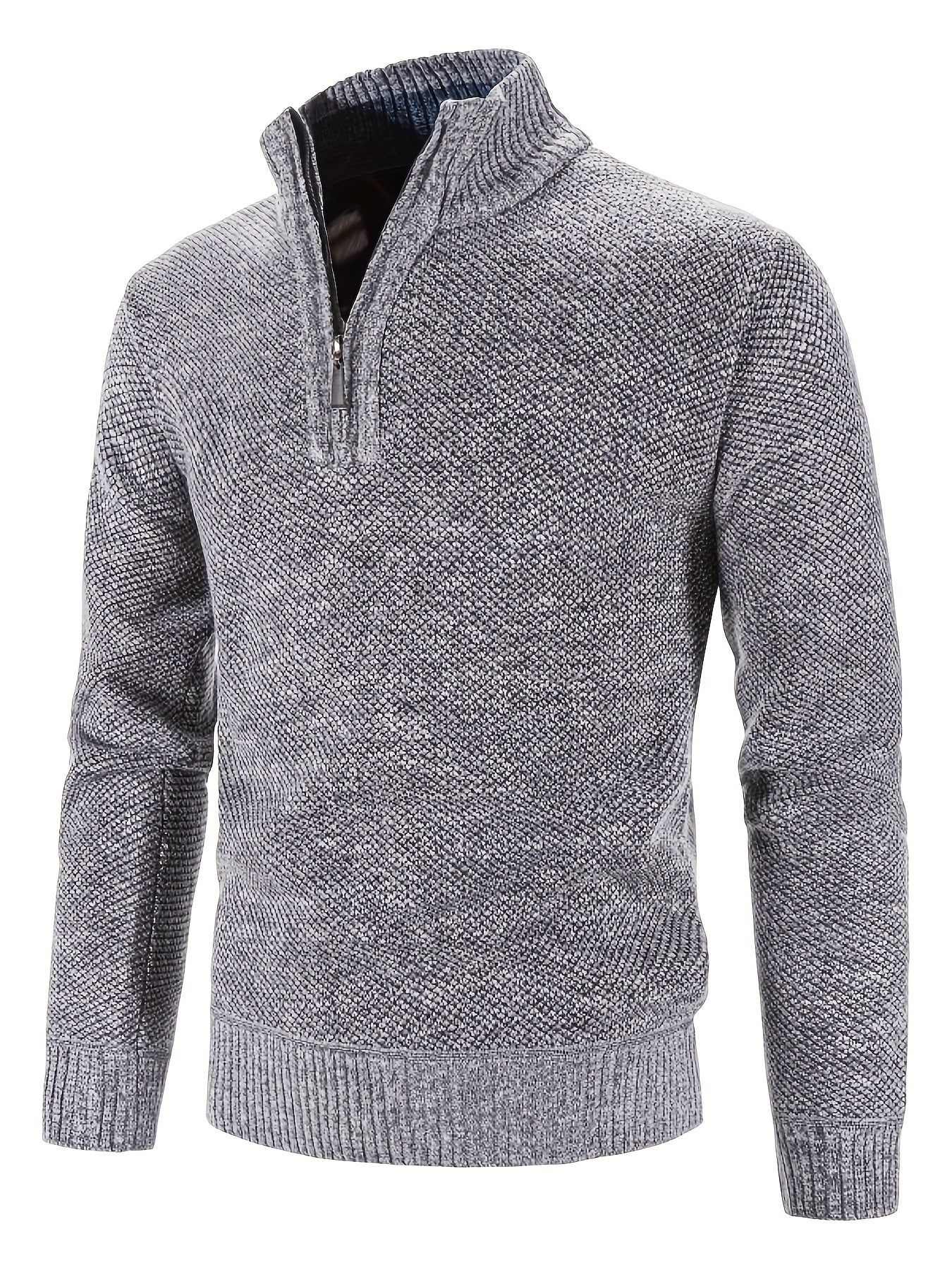 Men's Herringbone Twill Pullover Sweater - Fall Winter High Neck Stretch Jacket