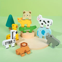 Wooden Animal Stacking Rings Toy for Kids
