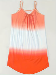 Women's Plus Ombre Print Round Neck Shirred Tank Dress