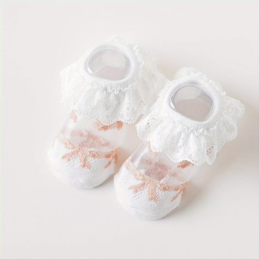 Baby Girls Lace Ruffle Boat Socks for Spring and Summer