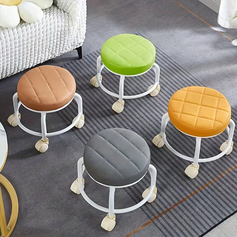 Heightened Round Rolling Stool with Swivel Caster Toddler Stool