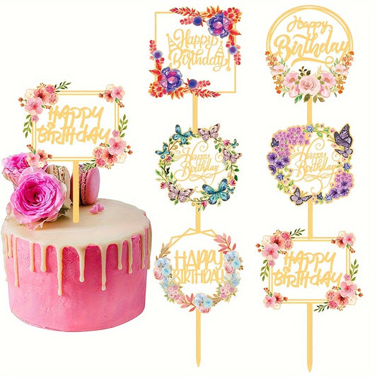 1pc Happy Birthday Butterfly Flower Cake Insert Decoration