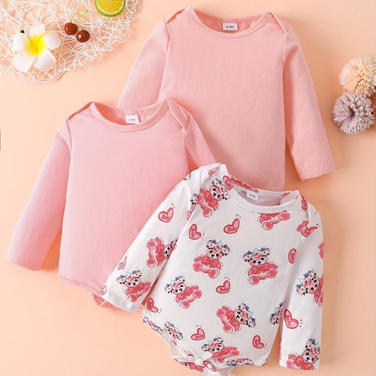 3pc Baby Long-sleeved Rompers Tops Various Styles