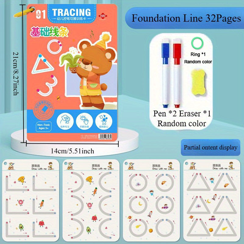 32 Pages Reusable Magic Practice Copybook Set for Pen Control Training