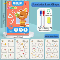 32 Pages Reusable Magic Practice Copybook Set for Pen Control Training
