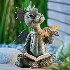 Baby Dragon Statue Reading Resin Ornaments for Home Office Decor