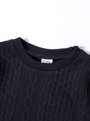 Kid Boy Casual Long Sleeve Cable Knit Sweatshirt