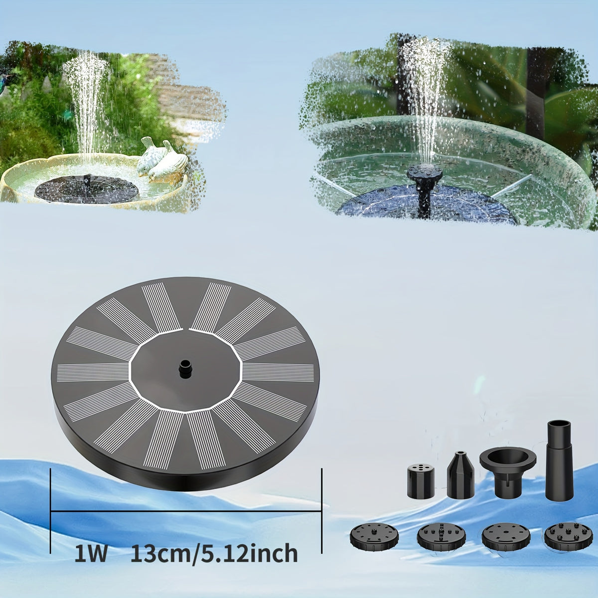 Solar Fountain Bird Bath Fountain Upgrade Glass Panel Solar Fountain