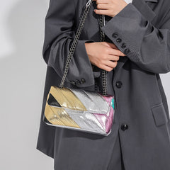 Metallic Rainbow Crossbody Bag Chain Shoulder Purse
