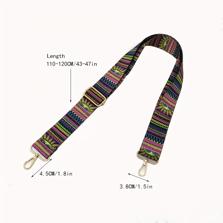 Vintage Geometric Pattern Wide Bag Strap Replacement Shoulder Bag