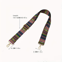 Vintage Geometric Pattern Wide Bag Strap Replacement Shoulder Bag