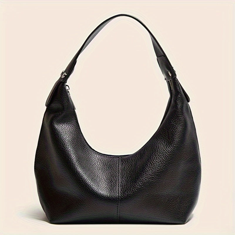 Vintage Crescent Shoulder Bag Faux Leather Zip Closure