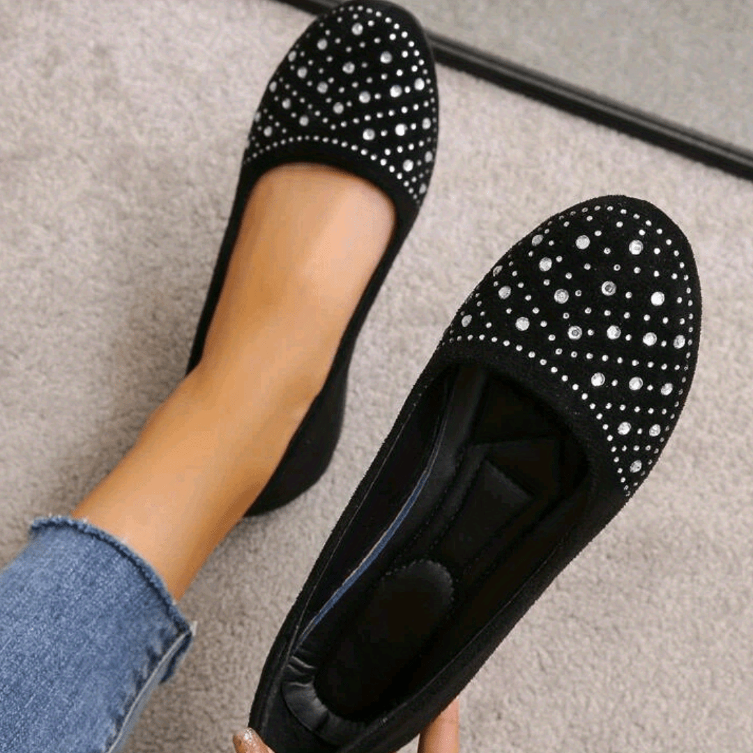 Women's Rhinestone Slip On Flat Shoes Soft Sole Casual Flats