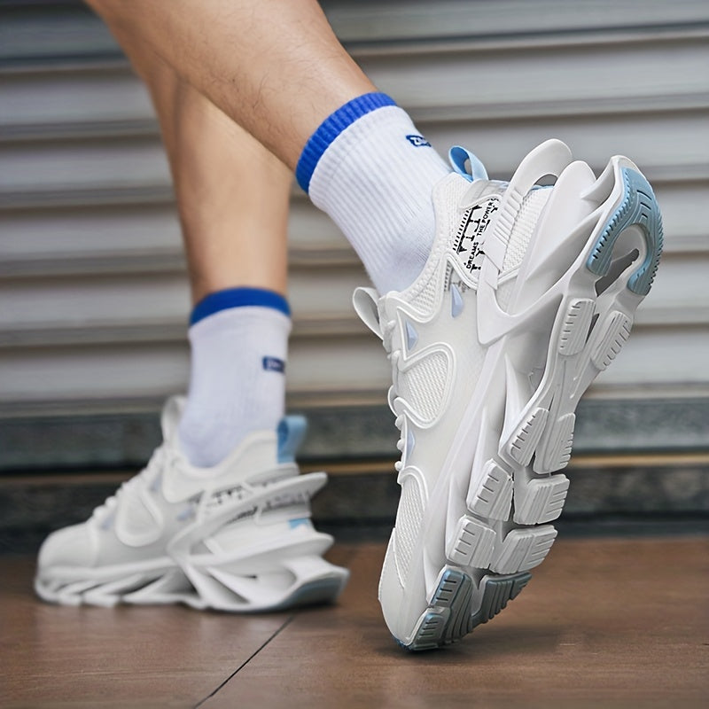 Men's Breathable Gradient Mesh Lace-up Blade Sneakers