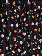  Christmas Sleepwear: Reindeer & Santa Claus Print High Stretch Shorts