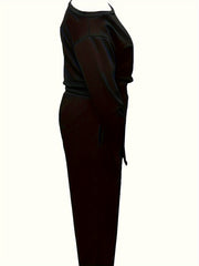  One Shoulder Crop Top & Wide Leg Pants Set