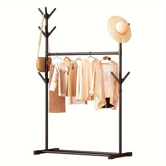 Garment Rack With 2 Top Rods Standing Clothes Rack Lower Storage