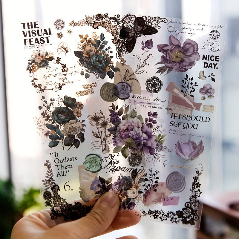 3pcs Lace's Banquet Series Retro Flower Bow Journal DIY Decorative Sticker Pack