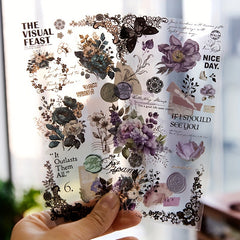 3pcs Lace's Banquet Series Retro Flower Bow Journal DIY Decorative Sticker Pack