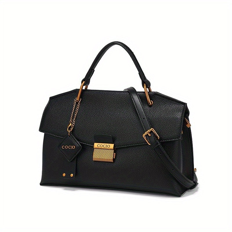 Shoulder Bag for Women with Golden Tone Hardware and Adjustable Strap