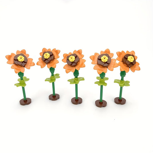 5pcs Building Block Sunflower Bouquet Toy for Parent Child DIY