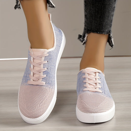 Ombre Knit Sneakers Low Top Lace Up Casual Walking Shoes
