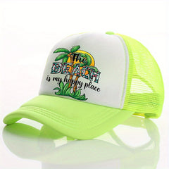 Men's Multicolor Palm Tree Print Peaked Cap
