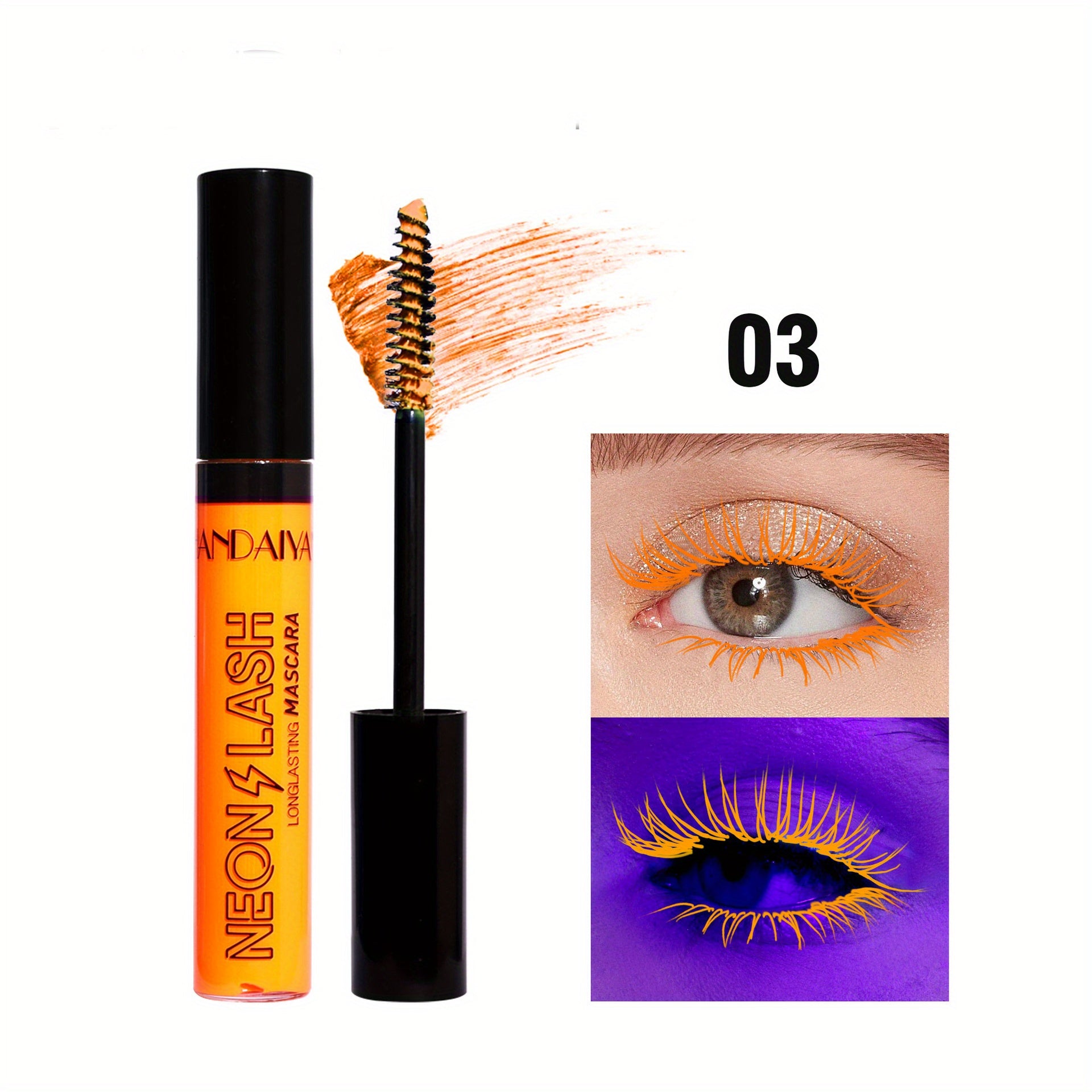 UV Glow 6 Colors Neon Mascara Matte Waterproof Smudge Proof Fluorescent Makeup