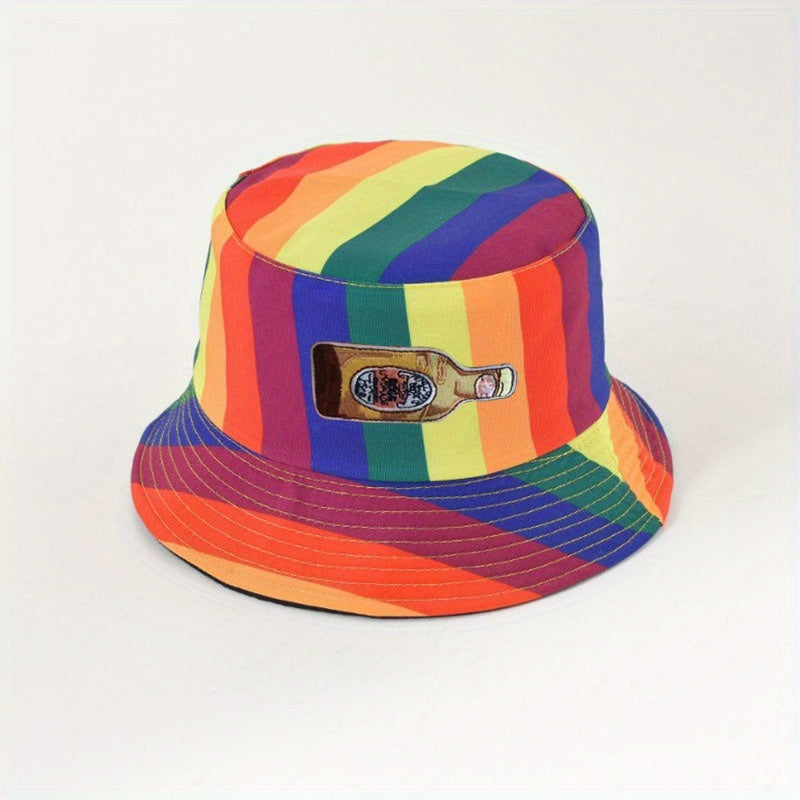 Rainbow Bucket Hat Fisherman Sun Hat Front Back