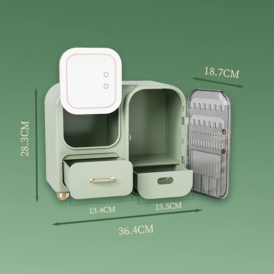 Makeup Organizer With Mirror Waterproof Dustproof Storage Rack