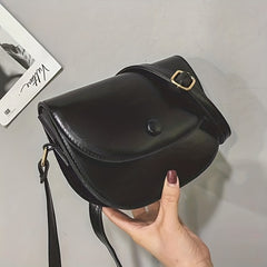 Vintage Solid Saddle Bag All Match Flap Shoulder Bag Crossbody Bag