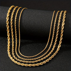 Stainless Steel Twist Chain Necklace Unisex Neck Jewelry
