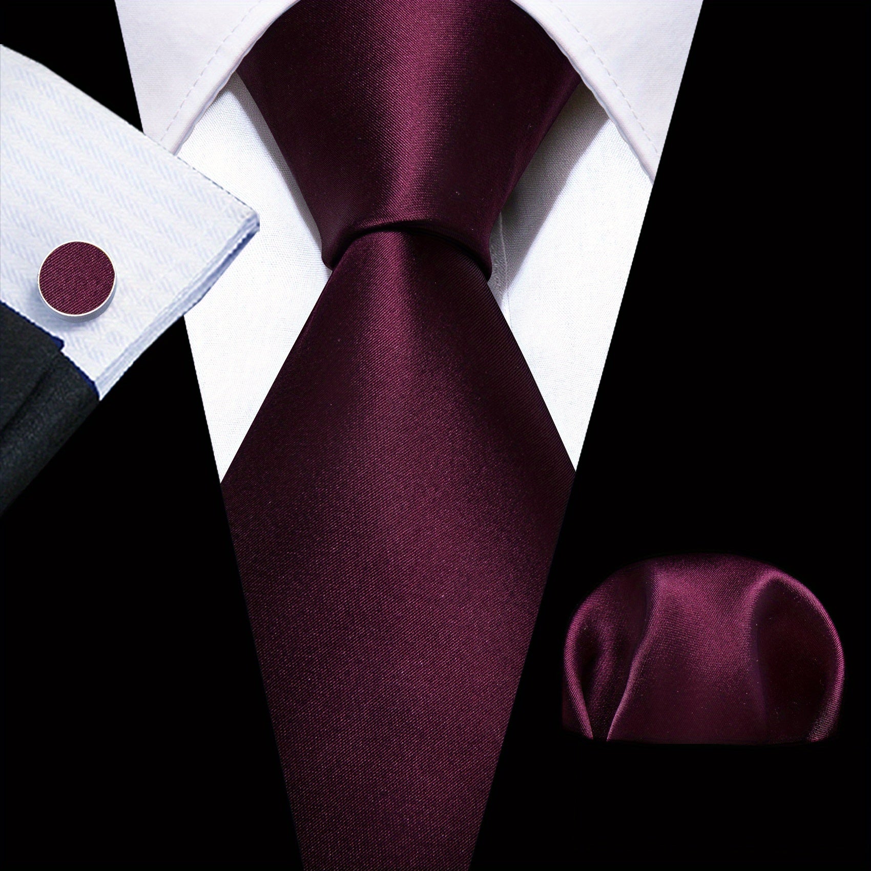 Barry Wang Men's Tie Cufflinks Handkerchief Set