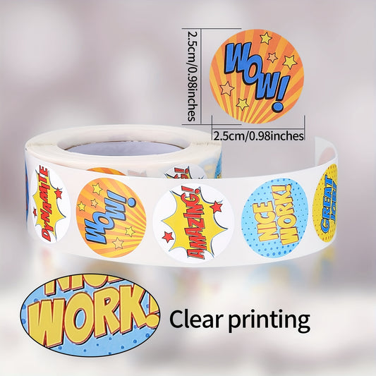 2000pcs Colorful Reward Stickers for Kids Animals & Phrases Self Adhesive