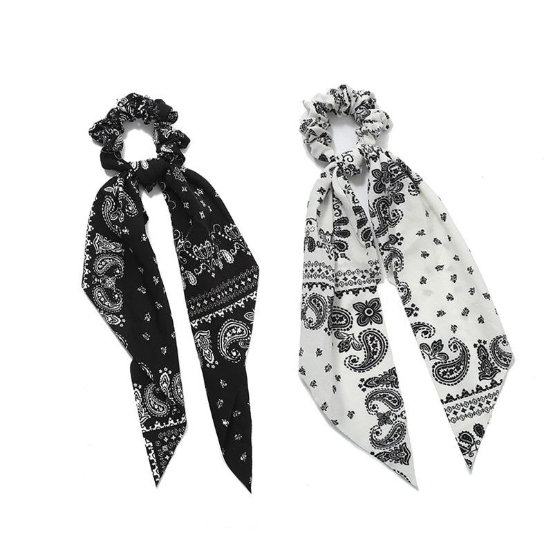 2pcs Paisley Bowknot Hair Scarf Scrunchies Hair Tie Elastic Hair Scrunchy