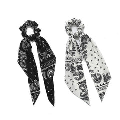 2pcs Paisley Bowknot Hair Scarf Scrunchies Hair Tie Elastic Hair Scrunchy