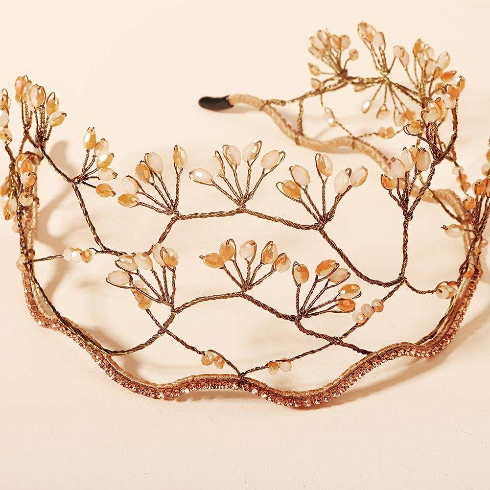 Beaded Crystal Mesh Boho Headband Hair Accessory