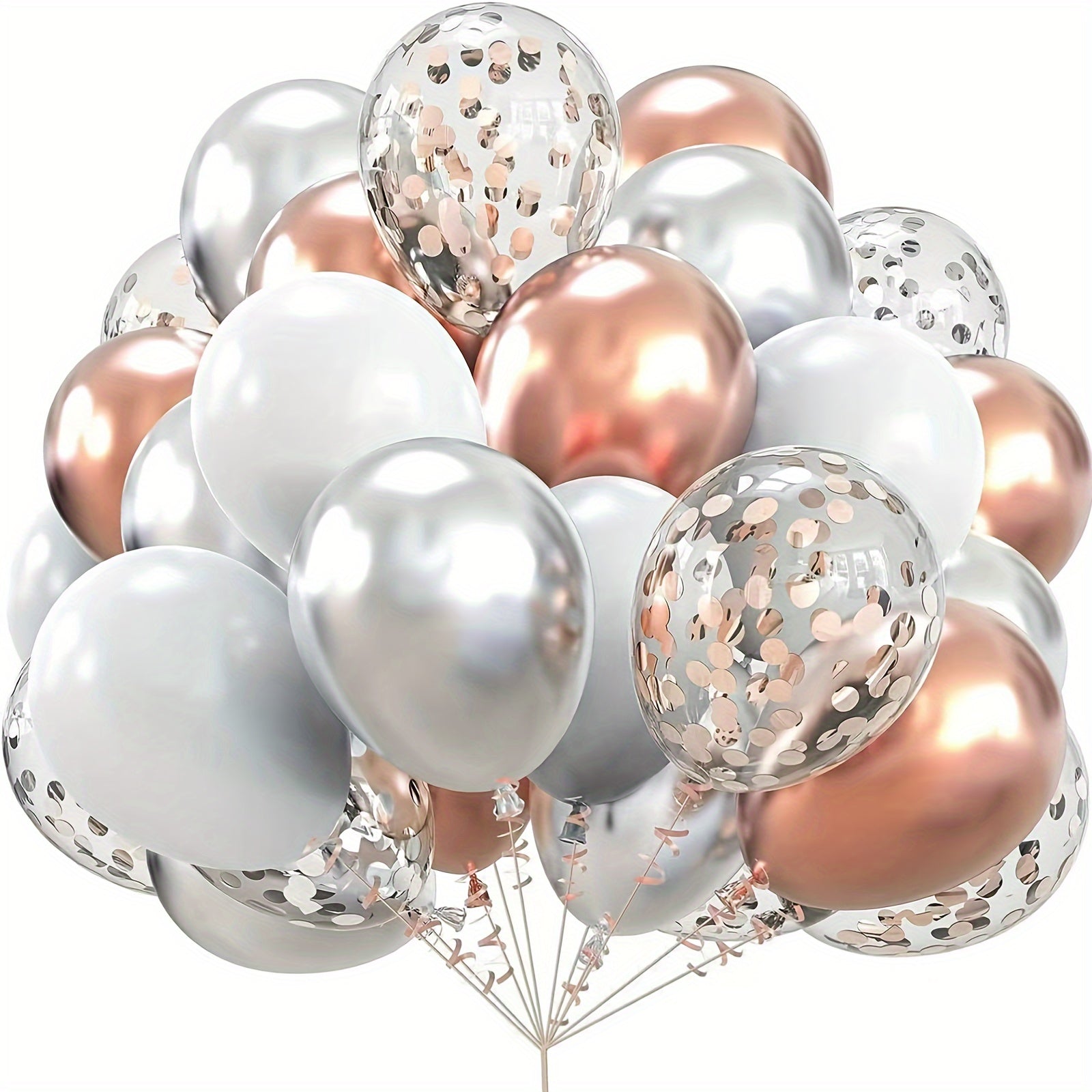 20pcs Silvery Rose Golden Confetti Balloon Set for Celebrations
