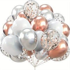 20pcs Silvery Rose Golden Confetti Balloon Set for Celebrations