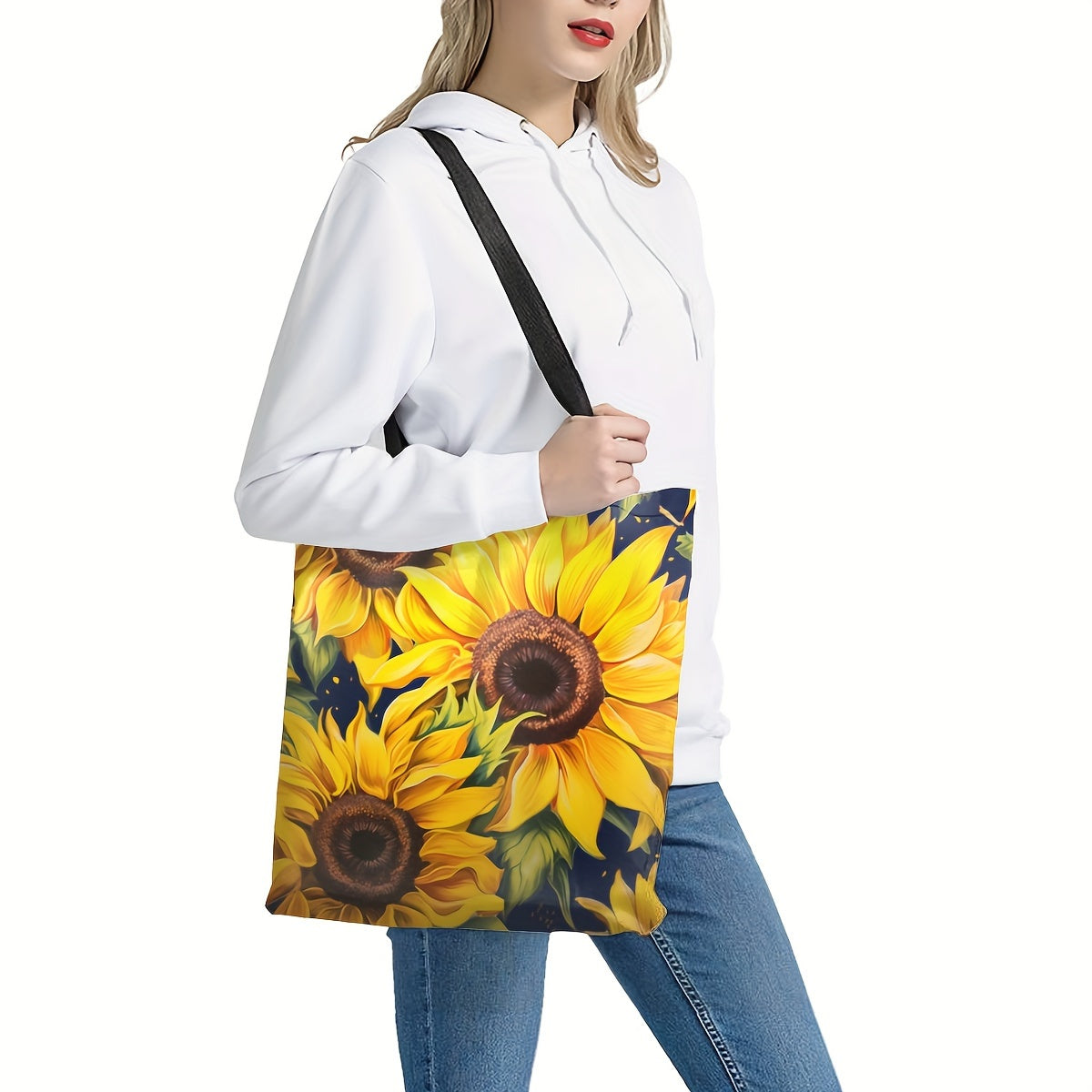 Large Capacity Sunflower Tote Bag Stylish Handbag for Women